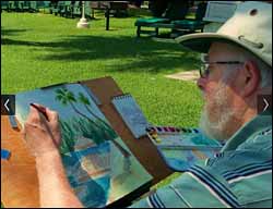 Ralph F. Wilson plein air painting along the Sacramento delta.