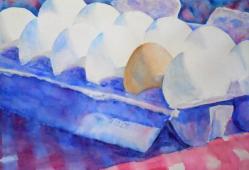 "Odd Egg," watercolor by Dr. Ralph F. Wilson, 20" x 14".